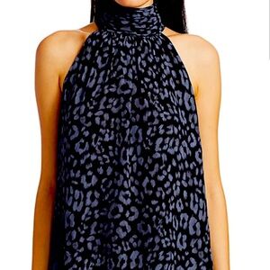 Joie Black and Gray Animal Print Halter Blouse